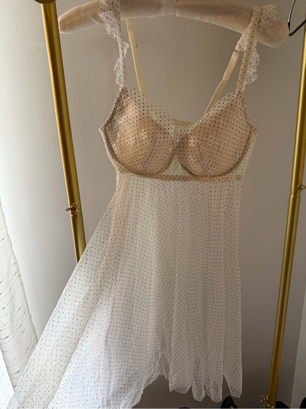 intimissimi Cream Sheer Polka Dot Slip with Built-In Cups